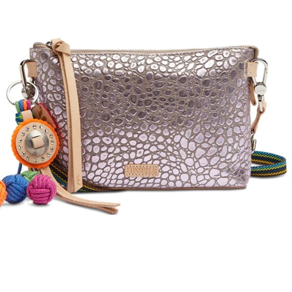 Consuela Handbags - NWT-Consuela “Lulu Midtown Crossbody Bag Lavender Metallic Snakeskin